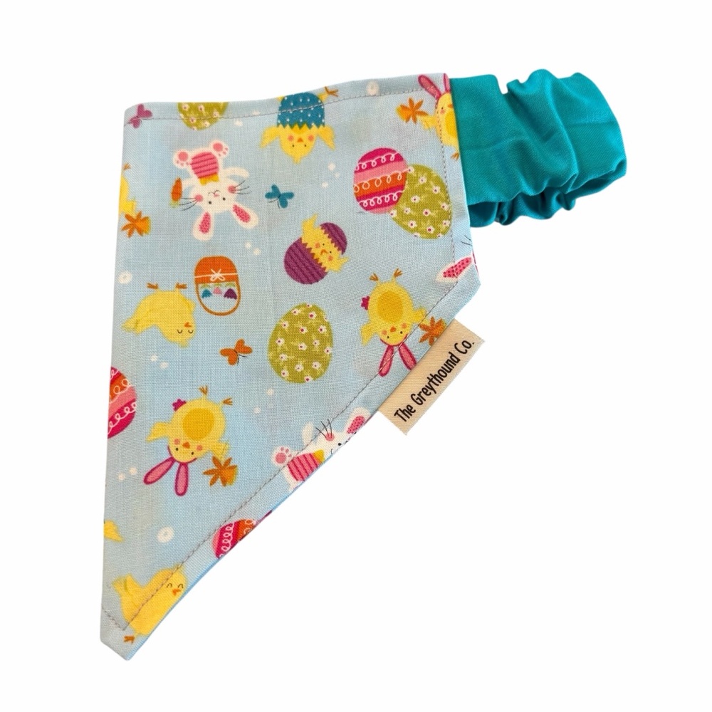 Easter Bunny & Chick Blue Baby Bandana Bib